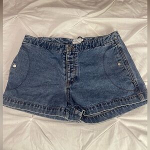 Calvin Klein Jeans Juniors 90s Y2K Vintage Low Rise Button Fly Blue Denim Shorts